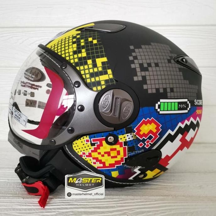 Helm Kyt Elsico #7 Black Matt Yellow Red Kyt Half Face