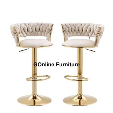 Kursi Bar Stool Kaki Gold Emas Mewah Kitchen Island Cafe Bludrudetail Produk Tinggi Dudukan : 60Cm -