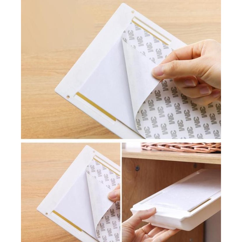 new  Laci Drawer Tempel Tambahan Bawah Meja Tempat Simpan Uang Alat Tulis