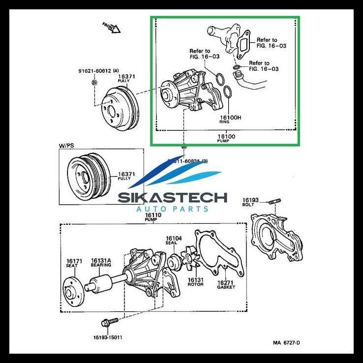 TERMURAH 16110-19047 ENGINE RADIATOR WATER PUMP / POMPA AIR PENDINGIN MESIN TOYOTA 4A CORONA AT151 G