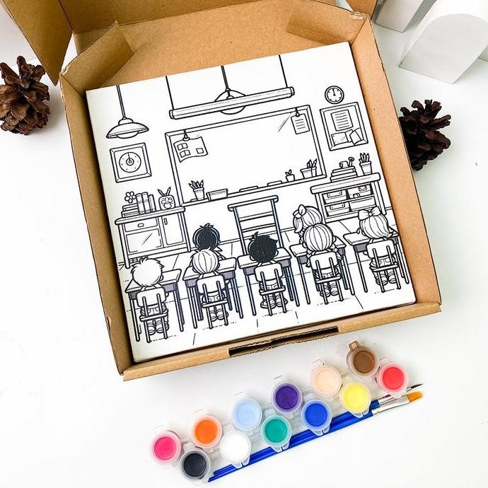 

Diy Paint Kit One Set Canvas Board - Set 20 X 20Cm Canvas Lukis Gambar