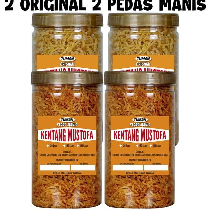 

Kering Kentang Mustofa Tuman Paket Murah 4 Toples Kemasan 250Gram 1000Ml Food Pedas Manis Dan Original Snack Keripik Makanan Kripik Camilan Pistachio Spearmint Cemilan Crispy
