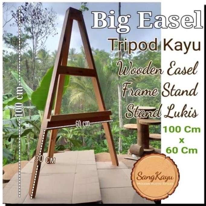

Wooden Easel 60X100 Frame Stand Kayu Tripod Canvas Stand Lukisan - 105 X 52 Cm
