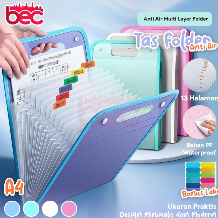

Bec Tas File Handle Warna Transparan Anti Air Multi Layer Folder Tas File 13 Sekat Map Tas Dokumen A4 Folder Map Kerja Document
