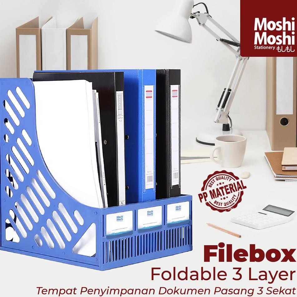 

File Box Foldable 3 Layer Tempat Penyimpanan Dokumen Lipat 3 Sekat