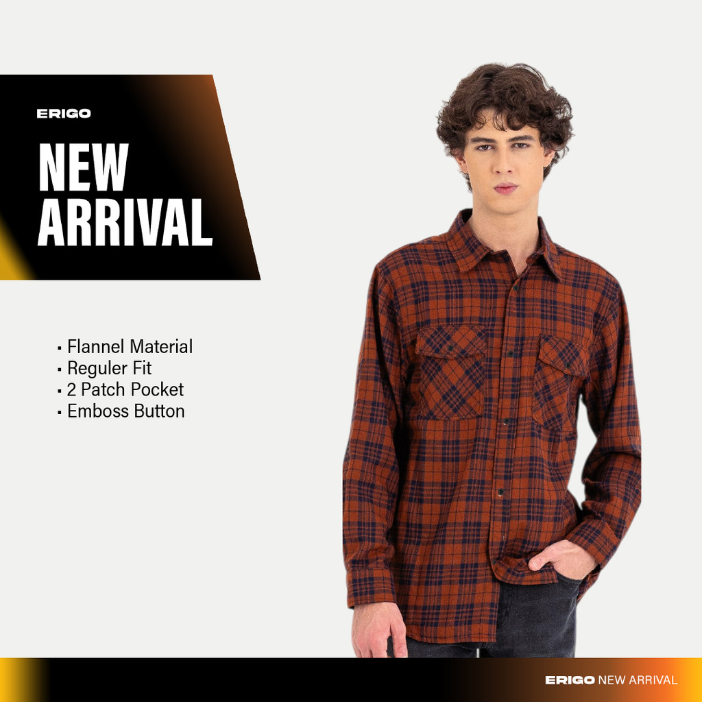 Erigo Flannel Shirt Norval Red - Kemeja Lengan Panjang Flannel Unisex