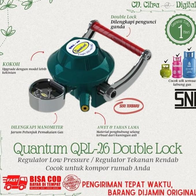 Quantum Regulator Gas Lpg Double Lock Qrl-26 / Regulator Tekanan Rendah Double LockDenganMeteran