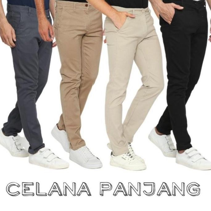 

Celana Chino Panjang Slimfit Pria Pensil Melar Kain Tebal Formal Casual Distro