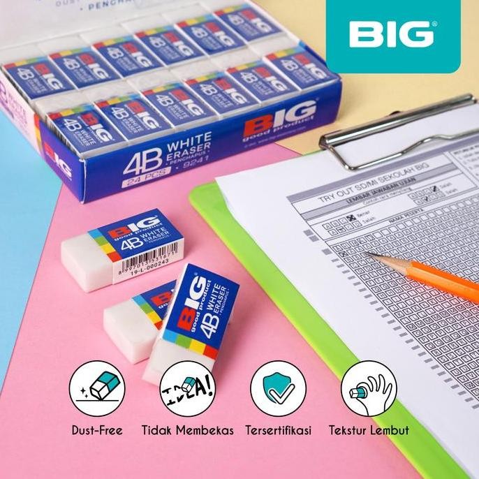 

BIG Penghapus Pensil Putih Besar Dust Free ER-9241 Isi 24 PCS Stationery