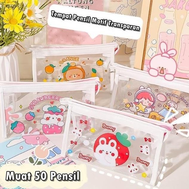 

Kotak Pensil Karakter Transparan PC0012 | Tas Kosmetik Sekolah Multifungsi