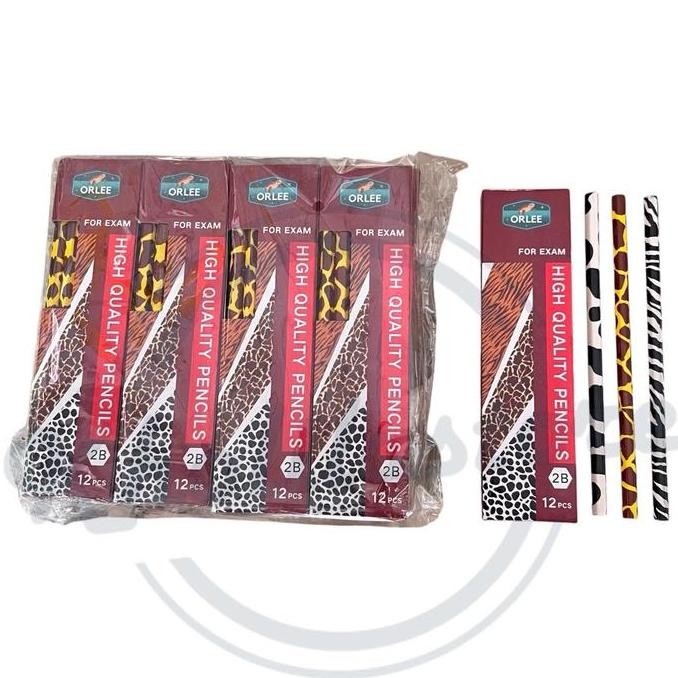 

1 Gross Pensil 2B Pencil Kayu Motif Animal Orlee Paket Pensil Ujian 1 Gross Isi 12 Lusin New Stok