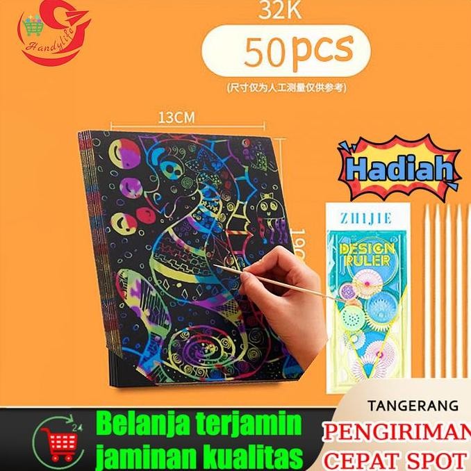 

50 Buah 32K Set Goresan Mainan Lukisan Set Penggaris Spirograph Deluxe New Stok
