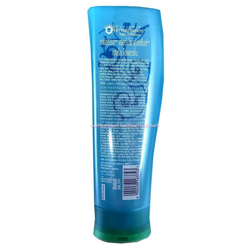 Herbal Essence Conditioner Hello Hydration Buat Rambut Rusak Biru 300m