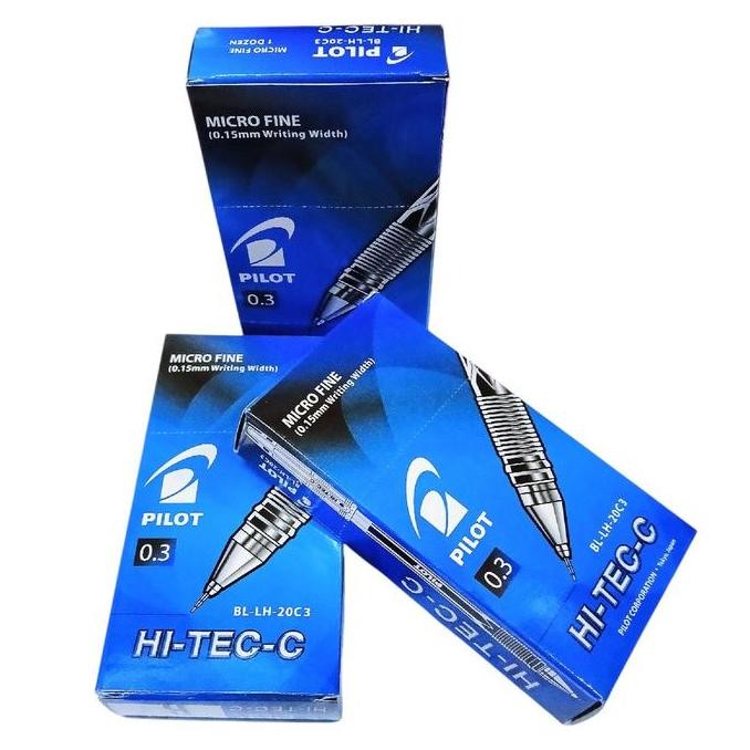 

Pulpen Pilot Hi-Tec-C Micro Fine 0.3/0.4Mm Isi 12 Pcs - Hitam/Biru - Tinta New Stok