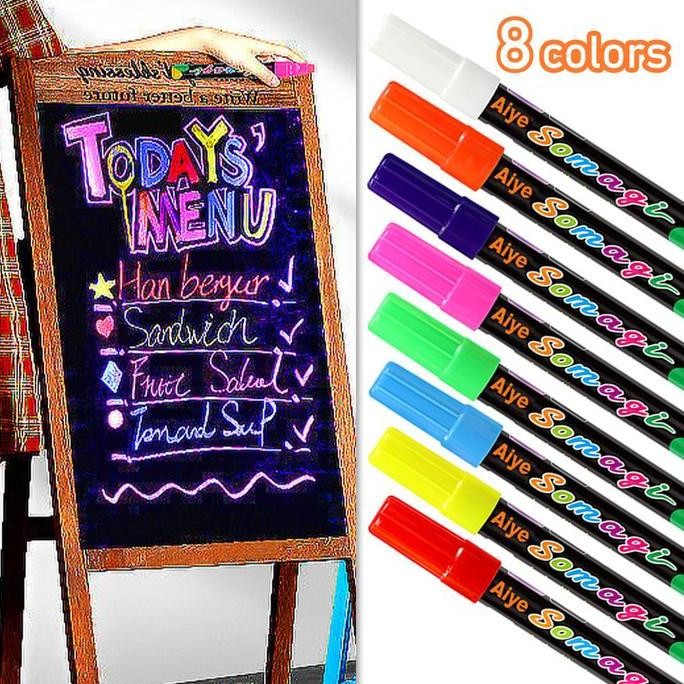 

8Pcs/Set Spidol Chalk Marker (Spidol Fluorescent) Acrylic Pen Paint Marker 7Mm / Spidol Papan Tulis Bisa Dihapus New Stok