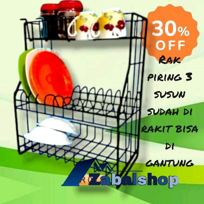 

rak piring 3 susun sudah di rakit bisa buat dinding Penyimpanan piring gelas wakul rak meja jualan seblak prasmanan