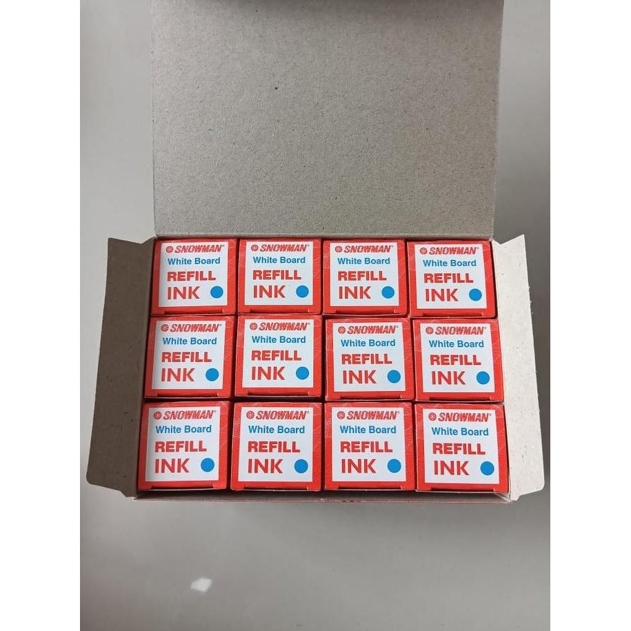 

Isi / Refill Tinta Spidol White Board Snowman Hitam, Biru, Merah / Box Isi 12 Biru Plastik Stationery New Stok