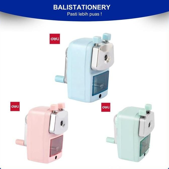 

Rautan Pensil Meja Putar Deli 0619 Besi Manual Tahan Lama Dengan Penampung Serutan Alat Pink New Stok