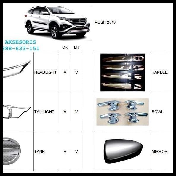 TERBARU PAKET PREMIUM AKSESORIS ALL NEW RUSH TERIOS 2018 UP CHROME 