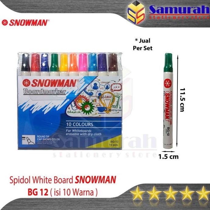 

Spidol White Board Snowman Bg 10 Warna / Bg-10 Papan Whiteboard Besar Campur Warna Set New Stok