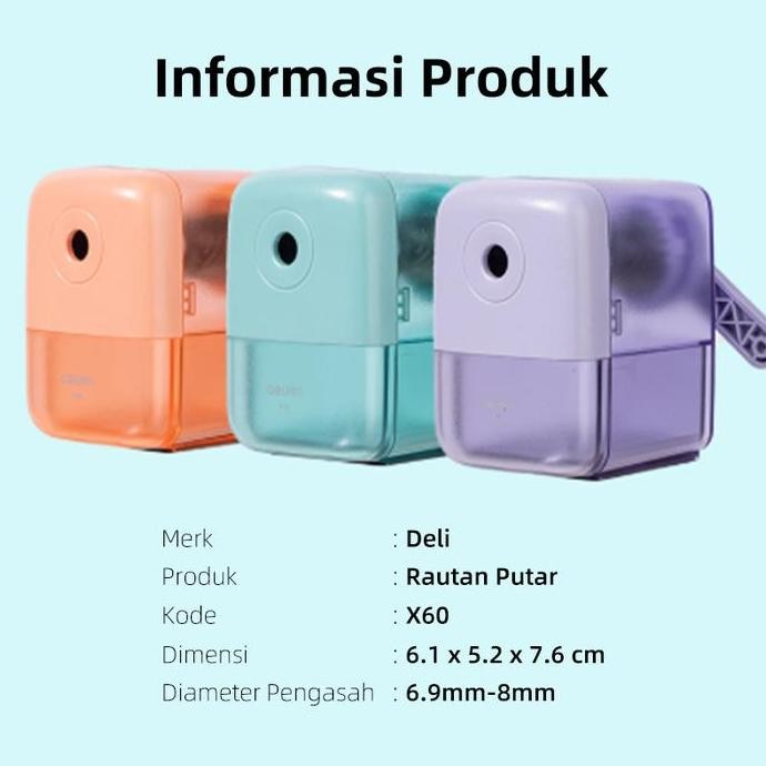 

Deli Rautan Serutan Putar / Rotary Sharpener Self Feeding Pen X60 New Stok