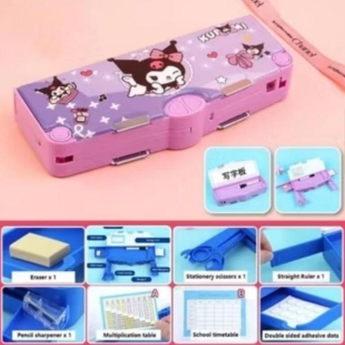 

Tempat Pensil Kuromi Multifungsi Double Layer / Tempat Atk Kuromi Melody / Kotak Pensil Kuromi Melody - Kuromi New Stok