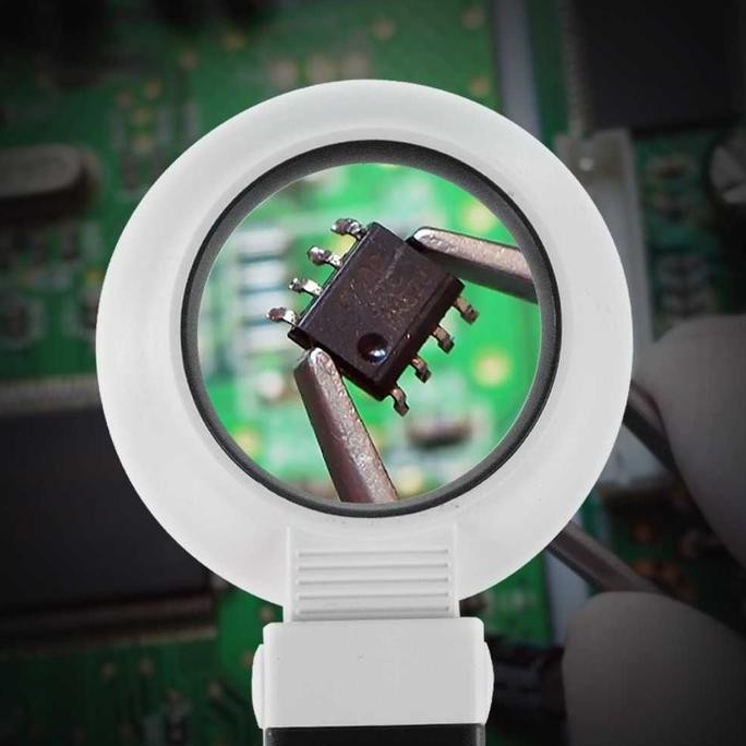 

Kaca Pembesar Baca Buku / Teknisi Service Magnifying Lup With 12 Led 50Mm 16X - Th-7020A New Stok