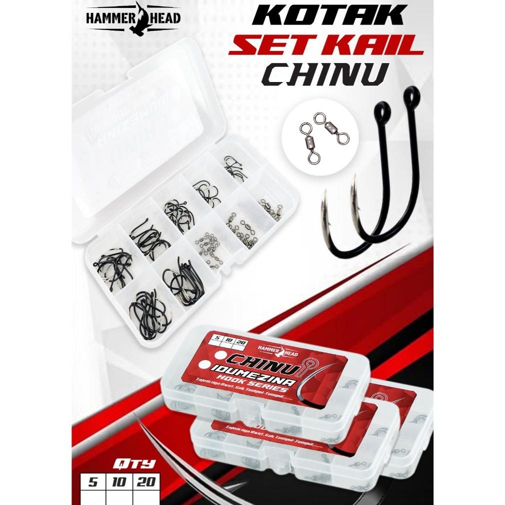 Premium Hammer Head Set Kail Super Lengkap ( Sk6 ) Kail Pancing Aneka Ukuran + Swivel Kili Kili Baha