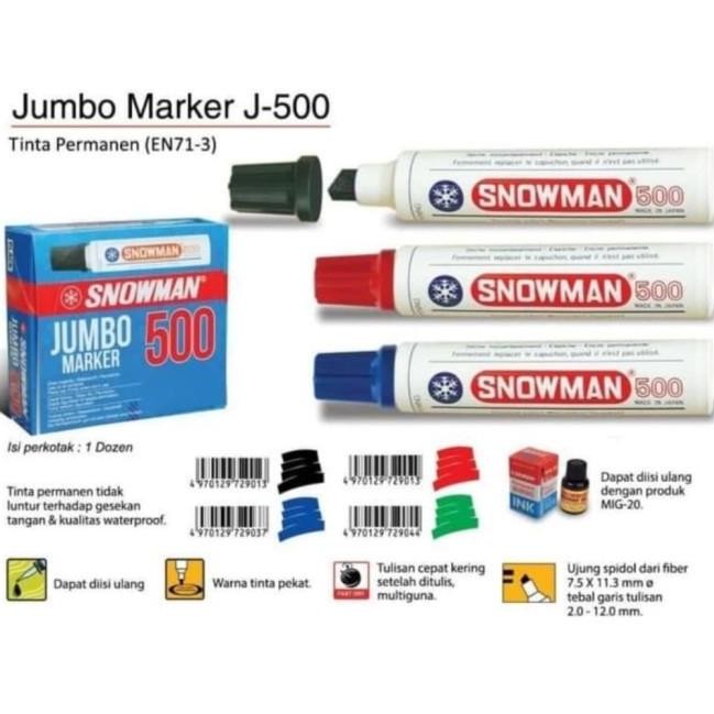 

Spidol Jumbo Snowman Permanent Marker 500 - 1 Box Isi 12 Pcs New Stok