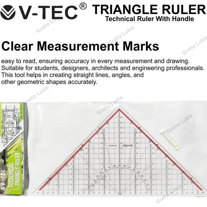 

V-Tec Triangle Technical Ruler With Handle / Penggaris Segitiga Pegangan 2333.032 New Stok