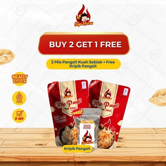 

[FREE Keripik Pangsit] Paket 2 Mie Pangsit Kuah Seblak Nyai Mercon Makanan Instan