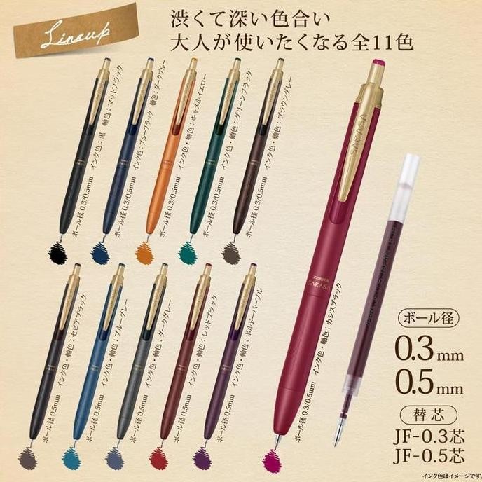 

Zebra Sarasa Grand 0.3 0.5 Mm Gel Pen Vintage Color Pjj57 Pjjh57 New Stok