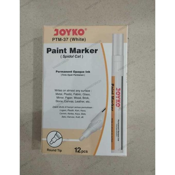

Spidol Putih Joyko Permanen ( 1 Pack : 12 Pcs ) New Stok