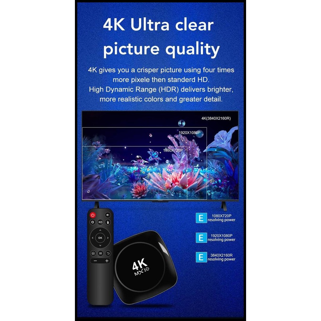 Terlaris MX10 Box 4K Android TV Box Full Channel Siaran TV Lokal + Luar Negeri Wifi Bluetooth Smart 