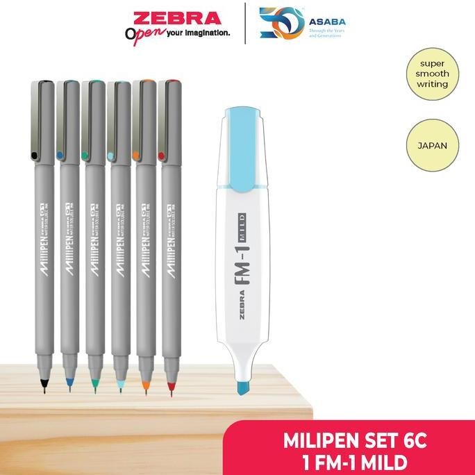 

Zebra Paket Alat Tulis Milipen 0.1Mm + Highlighter Fm-1 Mild New Stok
