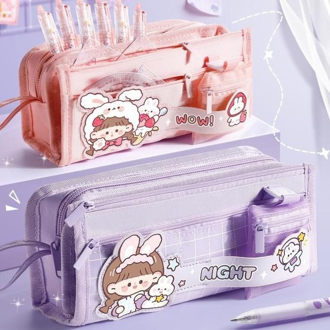 

Tempat Pensil Aesthetic Pencil Case Box Pensil Korea Organizer Box Pensil Cute Motif Kartun New Stok