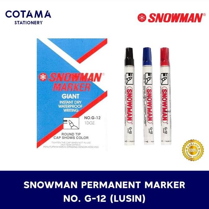 

Spidol Snowman Permanent Marker Ag 12 / G 12 - 1 Lusin Isi 12 Pcs New Stok