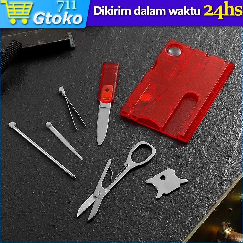 Victorinox Swisscard Lite Pocket Tool Blade Scissors Penggaris Skala Kaca Pembesar Screwdriver Tweez