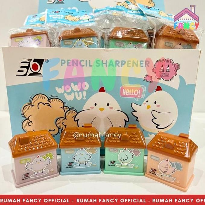 

1 Box Isi 48 Pcs Serutan Rautan 2 Lubang Bentuk Rumah Kemasan Plastik Motif Sanrio 002 / Chicken Tr 3079 Unik Lucu New Stok
