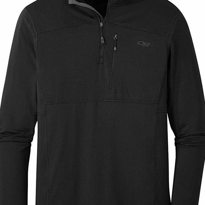 TERLARIS - Jaket Gunung Kaos Baselayer Outdoor Research Vigor Quarter Zip Black