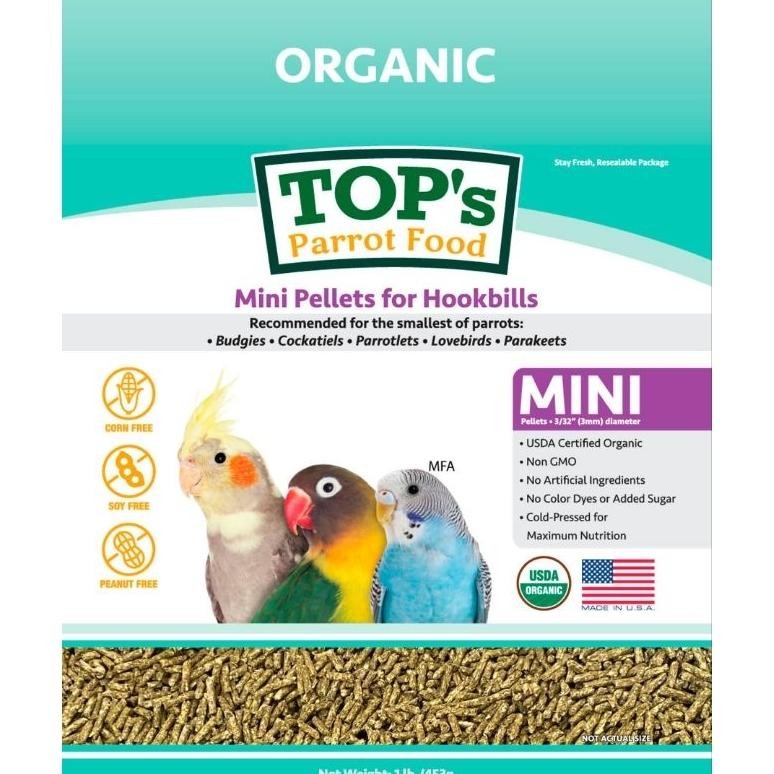 Original Top'S Parrot Food Organic Mini Pellets For Hookbills Makanan Pakan Burung Organik Usa 453G 