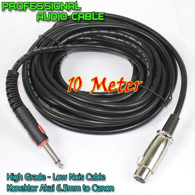 Kabel Microphone 10 Meter Hitam - Kabel Mic Audio Colok Jack 6.5mm