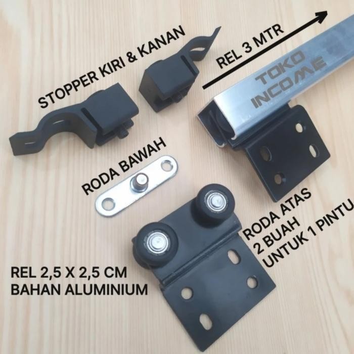 Rel Dan Roda Pintu Sleding Gantung Geser / Sliding B 004 Single 3 Mtr Original Dan Terpercaya