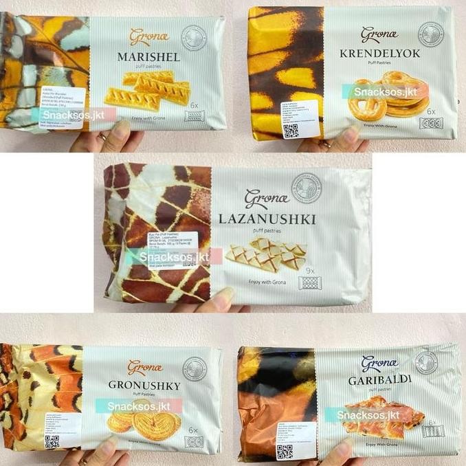 

GRONA MARISHEL PUFF PASTRY PASTRIES / GRONA LAZANUSHKI PUFF PASTRY ORIGINAL / GRONA KRENDELYOK PUFF PASTRIES PRETZEL / GRONA GARIBALDI / GRONA GRONUSHKY