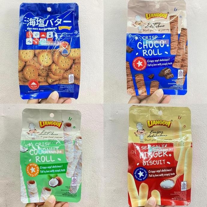 

LIANGGUI SEA SALT FINGER BISCUIT / SEA SALT BUTTER BISCUIT / LIANGGUI CRISP MILK COCONUT ROLL / CRISP CHOCOLATE ROLL CRISPY
