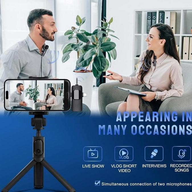 Mic Clip-On Wireless K8 Type-C Microphone Vlog Youtube HP Android