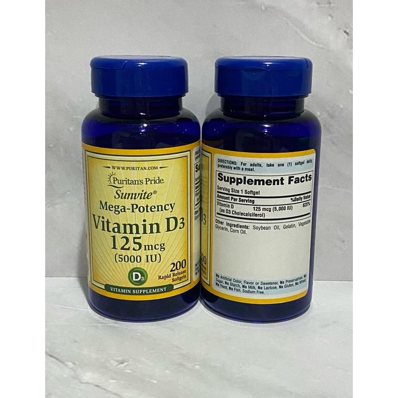 Puritans Pride Vitamin D3 5000 IU isi 200 caps  Puritan  Puritans