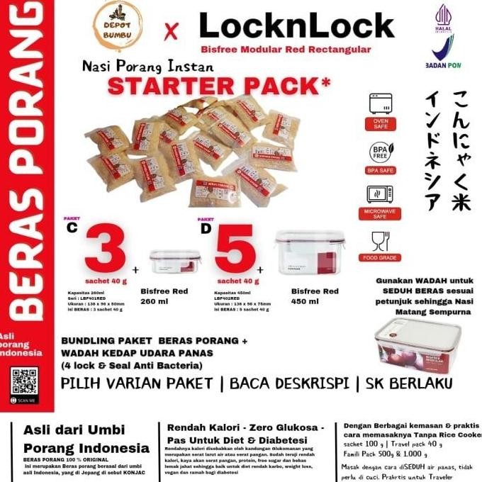 

DEPOT BUMBU STARTER PACK Nasi Porang Instan / Beras Porang / Shirataki / Konjac Rice Bundling Wadah Seduh | pilih paket P88