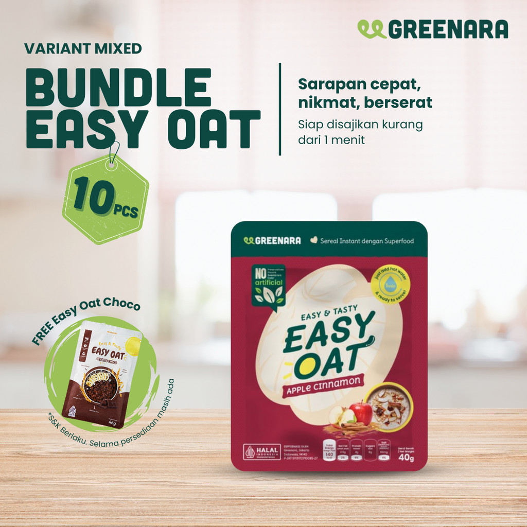 

Bundle Isi 10pcs Greenara Easy Oat Mixed Variant - Paket 10 buah Greenara Easy Oat