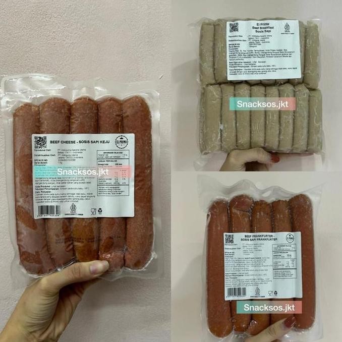 

[1KG] ELPRIMO SAUSAGE SOSIS SAPI KEJU / BEEF FRANKFURTER / BEEF BREAK